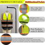 High Visibility Safety Reflective Vest with Pockets and Zipper Construction Hi Vis Work Vest(Yellow/Blue L)
