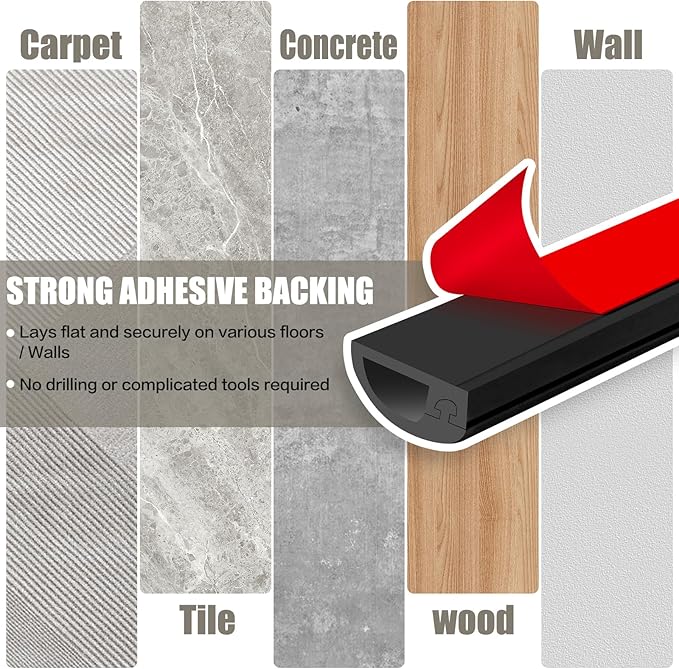 Cord Wall Cover, 39in Self-Adhesive Wire Covers for Cords on Wall, Extension Cable Hider for Floor, Mounted Tv, Home and Office Cavity 0.63" Wx0.31 H (Black)
