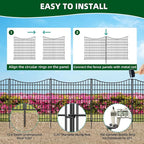 18 Panels No Dig Decorative Fence with Gate, 33 in(H) X 40.5 ft(L) Tall Garden Fence Animal Barrier, Rustproof Metal Wire Edging Border, Temporary Dog Fencing for Outdoor, Yard, Patio