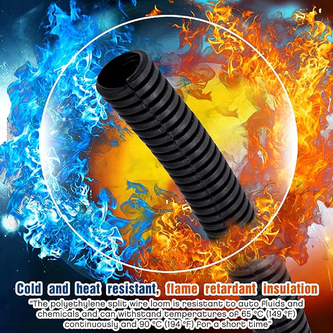 Sasylvia 2" x 15 ft Split Wire Loom Tubing Automotive Wire Loom Assortment Split Cable Sleeves Bulk Flexible Electrical Conduit Protective Kit