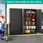 SISESOL Wide & Deep Metal Storage Cabinet with 2 Doors and 6 Shelves,72x36x18 Garage Storage Cabinet,Tall Black Locking Metal Cabinets with Lock,Steel Locked Cabinets for Home,Office,Garage,School