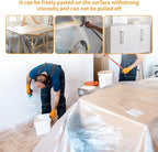 Pre-Taped Masking Film 2 Pack Each 10 x 65 feet Rolls, Tape and Drape, Painters Plastic Sheeting Drop Cloth for Automotive Painting Covering, House Decoration Furniture Floor Dustproof Cover