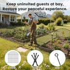 10Pcs No Dig Garden Fence, 32in(H)/24ft(L) Rustproof Metal Dog Fence Outdoor for Yard, Tall Animal Barrier Pet Fencing, Border Panel for Dog, Rabbits, Patio, Flower Bed, Garden Decor