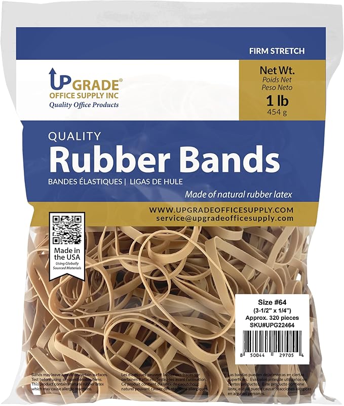 Upgrade Rubber Bands, Size 64, 1 lb Bags, 2-Pack, Made in USA