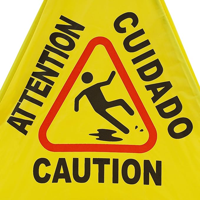 Caution Wet Floor Sign, 6 Pcs 20 Inch Pop up Wet Floor Sign with Storage Tube, Foldable Triple-sided Bilingual Safety Warning Signs for Commercial Stores Grocery Restaurant Restroom Office (6, 20 In)