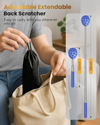 Upgraded Reinforced Telescoping Back Scratcher with 5 Detachable Heads, Larger Scratching Tips, Stocking Stuffer & White Elephant Gifts for for Men Women Adults