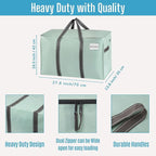 VENO 6 Pack Moving Bags and Large Christmas Storage Bins with lids. Alternative to Moving Boxes, Packing Supplies for College. Extra Large Heavy Duty Totes for Packaging (Shiny Light Green, 6 Pack)