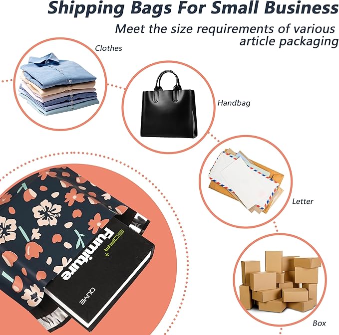 Poly Mailers 6x9 Inch 100 Pcs - Tulip printed Shipping Bags, 2.4mil Thickness, Waterproof and Tear Resistant Mailing Envelopes, Self-Sealing Packaging Bags for Small Business