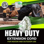 50ft Outdoor/Indoor Extension Cord 3-Outlet 12/3 Gauge Extra Heavy Duty ETL Listed, 3 Prong SJTW, Waterproof, Flexible Cold-Resistant Long Power Cord,15A 125V 1875W, Green by LifeSupplyUSA