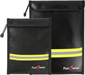 Fireproof Waterproof Money Document Bag - 2 Pack Safe Upgraded Zipper Bags, Fire & Water Resistant Storage Organizer Pouch for A4 A5 Documents Holder,File,Cash,Jewelry,Passport,Tablet,Laptop (Black)