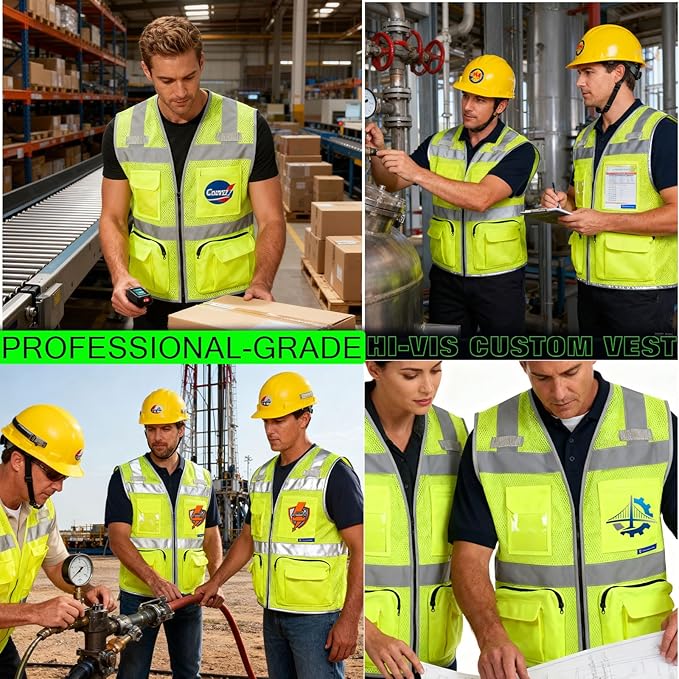 BeautyWill Custom Logo Safety Vest Class2 High Visibility Reflective Vest Breathable Construction Vest
