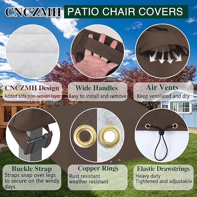 Heavy Duty Patio Furniture Covers Waterproof, 600D Outdoor Furniture Cover Waterproof for Sectional Sofa Couch, Outdoor Dining Table and Chair Set Covers 68''L x 38''W x 28''H, Brown