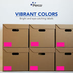 Perco Fluorescent Pink Labels 3x5 Inch 500 Stickers/Roll with Easy Peel Perforation and Strong Adhesion for Inventory Management, Color Coding, Moving Boxes, Retail, Organizing & Crafts – Made in USA