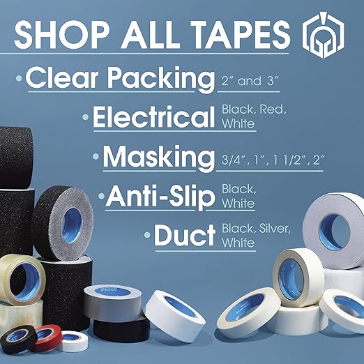 Spartan Industrial - 1" X 60 yd Masking Tape for Labeling, Packing, Art Projects, and More - 12 Craft Tape Rolls, 5.5 Mil