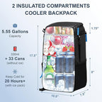 SPARTER Backpack Cooler Insulated Leak Proof 33/49 Cans, 2 Insulated Compartments Thermal Bag, Portable Lightweight Beach Travel Camping Lunch Backpack for Men and Women