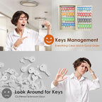 ORIENTOOLS Key Box Steel Key Safe Cabinet, Wall Mount Key Holder Lock Box with Key Tags, Key Organizer Ideal for Home, Hotels, Valets and Office Key Storage (64 Keys, White)