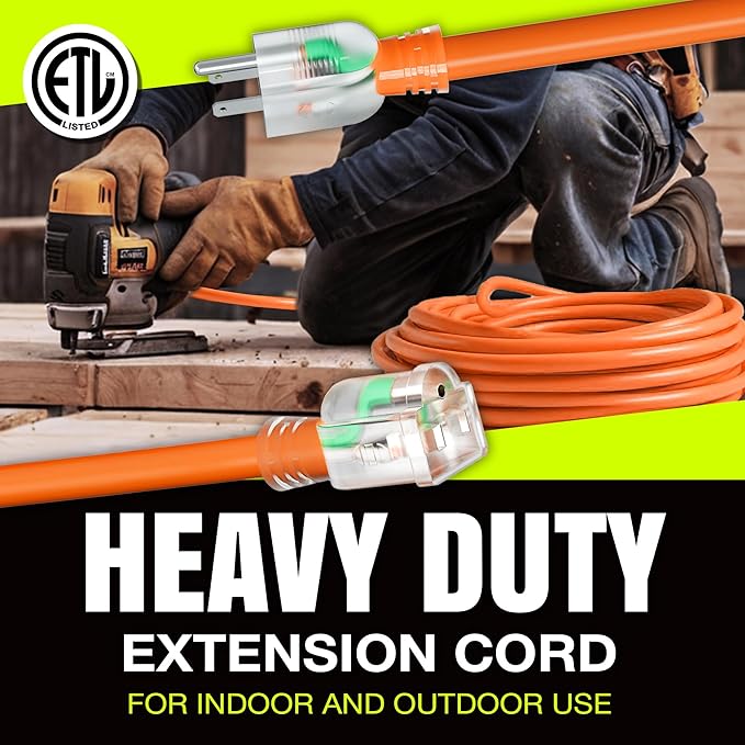 3ft Outdoor/Indoor Extension Cord 16/3 Gauge Heavy Duty 3 Prong SJTW, Waterproof, ETL Listed, Flexible Cold-Resistant Long Power Cord,13A 125V 1625W, Orange by LifeSupplyUSA