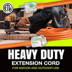 3ft Outdoor/Indoor Extension Cord 16/3 Gauge Heavy Duty 3 Prong SJTW, Waterproof, ETL Listed, Flexible Cold-Resistant Long Power Cord,13A 125V 1625W, Orange by LifeSupplyUSA