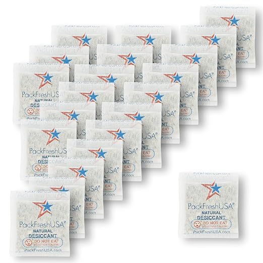 PackFreshUSA: 5 Gram Premium Food-Safe Desiccants - Non-Toxic - Reusable - Long-Term Storage - Moisture Absorber – 50 Pack