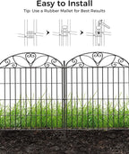 10 Panels No Dig Decorative Outdoor Garden Fence with Gate, 40 in(H) X 23.6 ft(L) Animal Barrier Fencing, Rustproof Portable Fence, Temporary Dog Fence Outdoor for Yard, Outside, Backyard