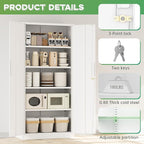 INTERGREAT Metal Storage Cabinet, 72" H Lockable Steel Cabinets with Locking Doors, Storage Locker with Adjustable Shelves for Office, Home, Garage, Gym, School (White)