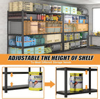 4PCS 59''W/72''H Garage Shelving Units Heavy Duty 3500LBS Metal Storage Shelves Adjustable Steel Industrial Shelving 5 Tier Storage Shelf Rack for Basement, Warehouse
