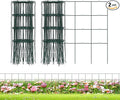 Decorative Garden Fence Border Rolls, Total 14 in x 40 ft 2 Pack Metal Folding Flat Wire Fencing for Yard, Green PVC Coated Outdoor Patio Landscape Flower Bed Edging