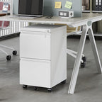 2 Drawer Vertical File Cabinet - Mobile Filling Cabinet with Lock for Legal/Letter Files - Office Storage File Cabinet with Wheels Under Desk - Assembly Required