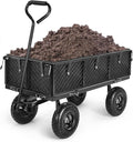 Homdox MAX 880LB Garden Cart, Heavy Duty Garden Wagon, Mesh Foldable Garden Cart, Pullable Gardens Wagon with 180° Rotating Handle, Collapsible Garden Carts for Yard Beach Farm, Black with Bag