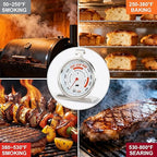 3.5" Oven Thermometer 100-600°F Kitchen Cooking Thermometer Instant Read Stainless Steel Oven Temperature Gauge with Hanger & Base 2Pcs