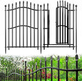 10 Panels No Dig Decorative Garden Fence with Gate - 32in H x 22.5ft L, Reinforced Square Tube Rustproof Tall Animal Barrier for Dogs & Rabbits, Outdoor Yard Border Fencing
