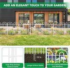 25 Panels Decorative Garden Fence, 24 in(H) X 50 ft(L) No Dig Dog Fence Outdoor for Yard, Rustproof Metal Garden Fencing Animal Barrier with Ground Stakes, Temporary Fencing for Patio Outdoor, White