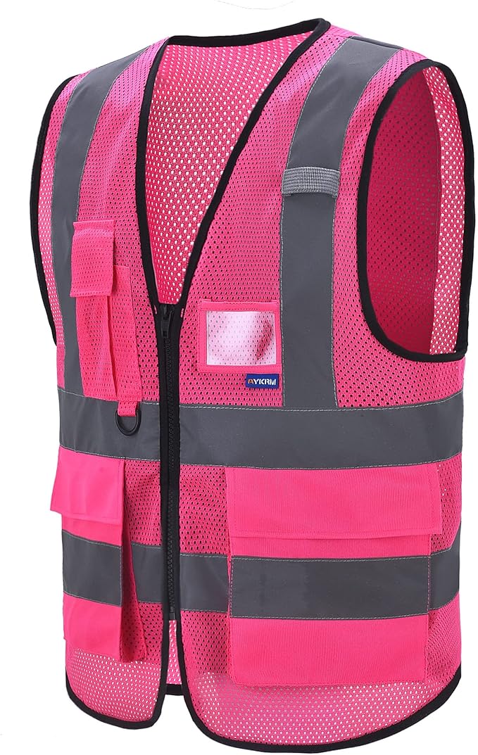 A-SAFETY 6XL 7XL 8XL Pink High Visibility Mesh Safety Reflective Vest Big and tall Hi Viz Work Vest for Men Women (Pink Mesh 6XL-8XL)