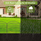 Decorative Garden Fence 6 Panels 12 ft (L)×24in (H) Metal Garden Fences, No Dig Animal Barrier Fencing Rustproof Wire Border Temporary Dog Fence for Patio Outdoor Yard Lawn - Without Door