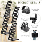 Tatuo 2 Pieces Foldable Magazine Rack Metal Catalog Literature Rack Portable 4 Pockets with Carrying Bag Brochure Stand Literature Display Holder Stand for Exhibition Trade Show