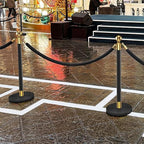 kaiyomi 8Pcs Stanchions with Black Velvet Ropes Set, 5 Feet Velvet Ropes and Posts Poles for Red Carpet Party Decoration and 360° Photo Booth (Golden & Black)