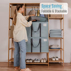 VENO 2 Pack Moving Bags and Large Christmas Storage Bins with lids. Alternative to Moving Boxes, Packing Supplies for College. Extra Large Heavy Duty Totes for Packaging (Light Blue Matte, 2 Pack)