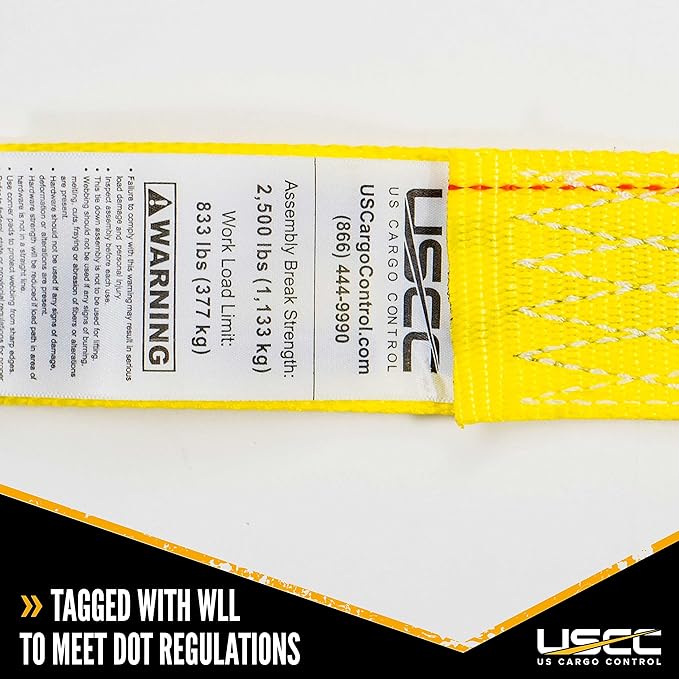 US Cargo Control E-Track Cam Buckle Straps (20-Pack), 2 Inch x 12 Foot E Track Straps with Cam Buckle and Spring E-Fittings, 2,500 LBS Break Strength, Easy-to-Use Tiedowns in Vans and Trailers