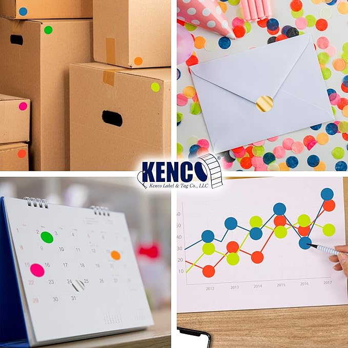 Kenco Color Coding Circle Dot Sticker Labels on a roll (Black, 1 INCH 1000 Stickers)