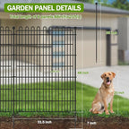 8 Panels No Dig Decorative Garden Fence with Gate for Yard, 48 in(H) X 21 ft(L) Animal Barrier Fencing for Outdoor Dog, Metal Portable Garden Fences for Borders, Pets, Landscape, Temporary Fence