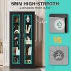 Metal Storage Cabinet with Lock and Glass Doors,Glass Display Cabinet,Black Storage Cabinets,Locking Curio Cabinets with 5 Shelves for Collectibles,Home,Office,Living Room