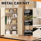 INTERGREAT Metal Wardrobe Closet, 72" Locking Storage Wardrobe Cabinet with Doors and Shelves, 18 "D Steel Clothes Storage for Office, Home, School, Gym (Warm Grey)