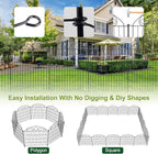 SUNLAX 10 Panels Decorative Garden Fence 24ft(L) x 32in(H) Fencing Tall for Yard Dog Pet Fence No Dig Temporary Fence Barrier for Outdoor Patio Without Gate