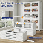 200 Gallon Extra Large Storage Bin with Lid and Wheels, Stackable Collapsible Plastic Storage Box with Door, Foldable Organizer for Closet, Kitchen, Office, Living Room, 4 Pack White
