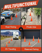 RoadHero 18 Inch 4 Pack Collapsible Traffic Safety Cones, Multi Purpose Pop-up Cones with Reflective Collar for Road Safety, Orange Cones for Driving Training, Parking Lots