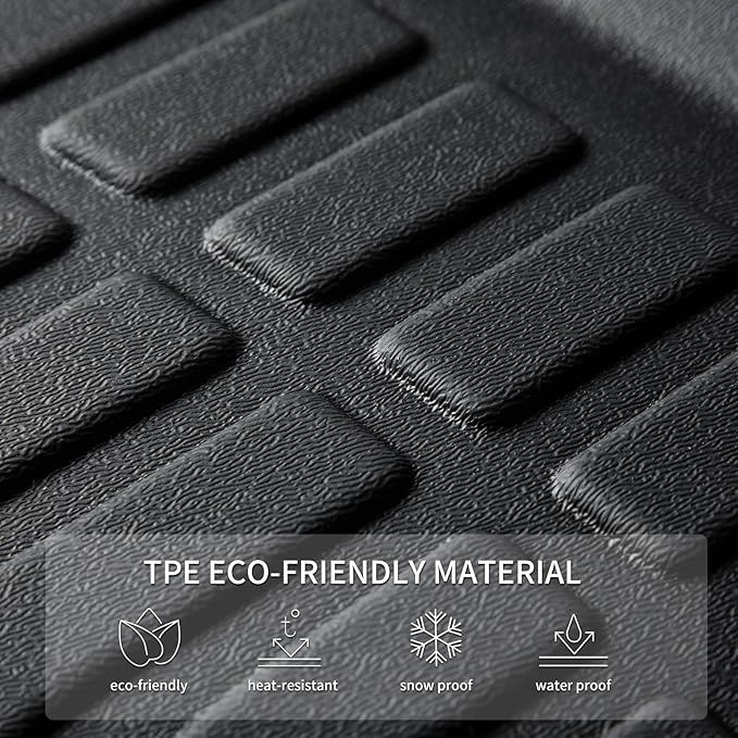 KELCSEECS® Floor Mats & Cargo Liner Custom for Volkswagen Atlas 2026 2025 2024-2018 7 Passenger Bench,All Weather Protection Anti-Slip TPE Floor Liners Full Set Volkswagen Atlas Accessories Black