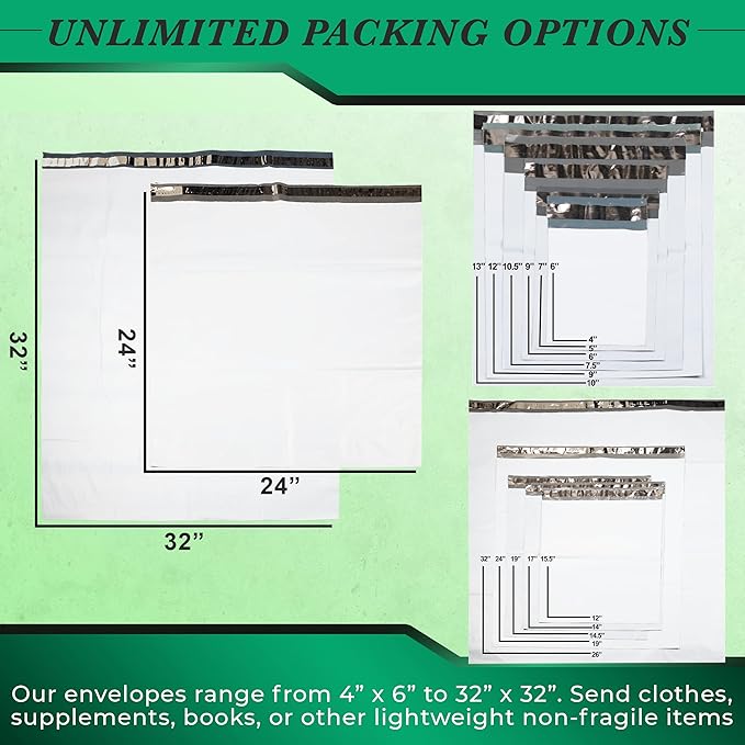 1000 Pack Secure Seal White Poly Mailers Shipping Bags - Safe Shipping with 19x24 Mailers Poly Bags - E-Commerce Poly Bags for Shipping - Self Sealing 2 Mil Poly Shipping Envelopes