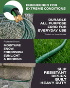 Pack of 2 Outdoor Extension Cords, 15 FT ea - 16/3 Durable Green 3 Prong Extension Cord Pack