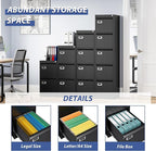 5 Drawer File Cabinet, Filing Cabinets for Home Office, Vertical File Cabinet with Lock, 61.6" H Locking File Cabinet for A4 Legal/Letter, Assembly Required (Black)