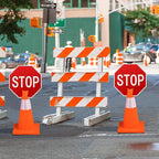 Geetery 12 Pcs Stop Signs Traffic Signs 12 x 12 Inches, Street Road Traffic Cone Top Warning Double Sided for Barricade Outdoor Weather Fade Resistant, Wear Resistant